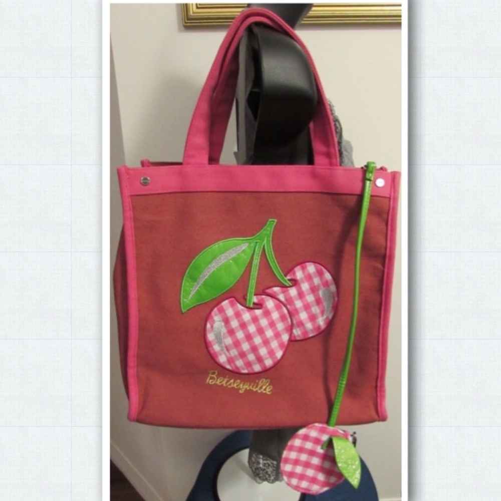 Betseyville Cherry Fruit Station Pink Tote - Picture 2 of 7